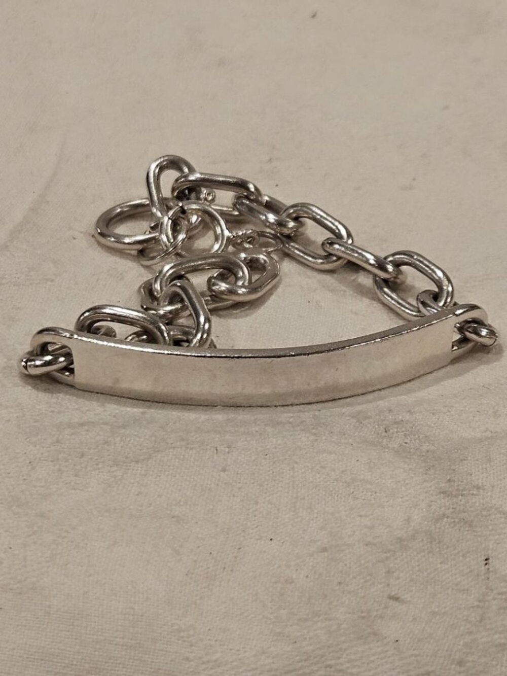 Heavy 30.4g Vintage 8" Sterling Silver ID Bracelet - Blank Plate
